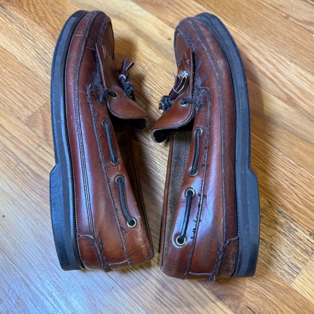 Bass Henry Brown Leather Kiltie Tassel Boat Shoes Mens 10W Made in Brazil